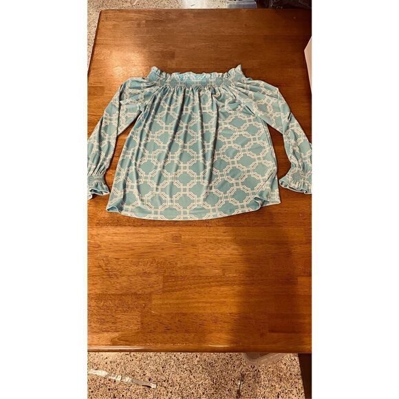Charter Club Blue White Off the Shoulder Blouse WOmens SZ XS New - Picture 1 of 10